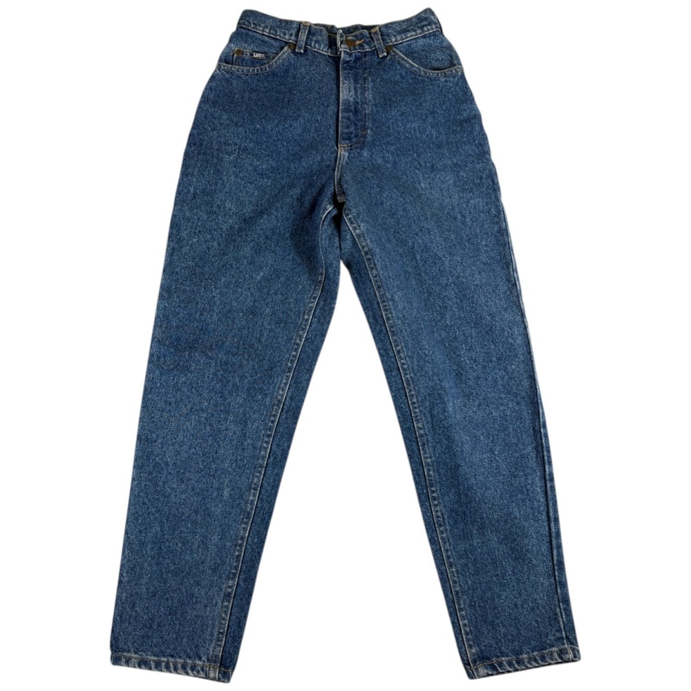 Vintage Lee Jeans Womens 6 Petite Blue Cotton Stretch Tapered Union Made In‎ USA